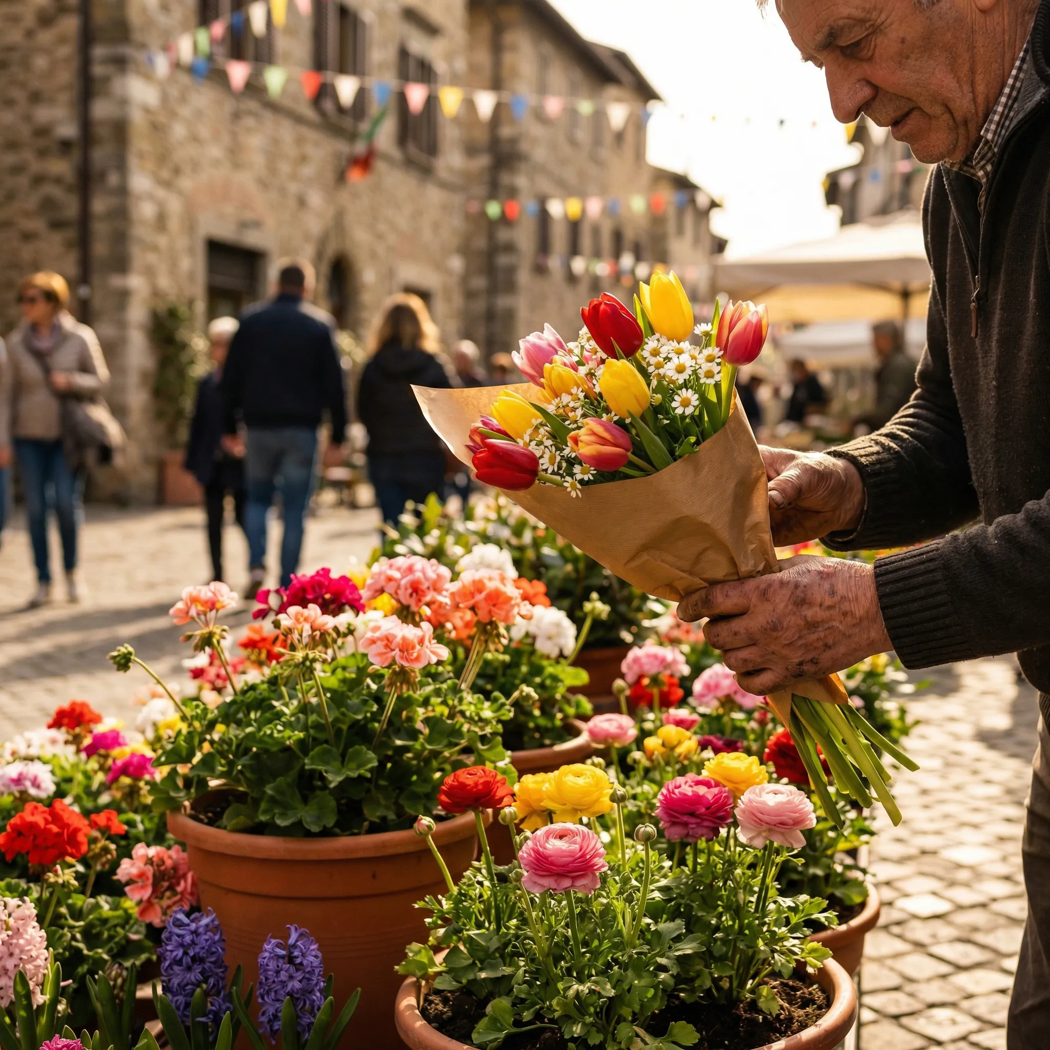 Bancarelle di fiori alla Mostra Mercato